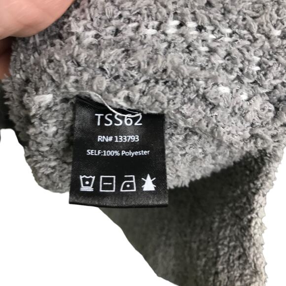 Polaris‎ Fleece Sweater Womens Sz M Gray White Stars Hooded Long Sleeves V-Neck - Picture 7 of 8